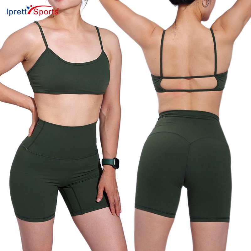 Super Soft 3.0 Cloud Material New 5 Pieces Fitness Yoga Sets Athletic Racer Back Supportive Bra Top Non Scrunch Legging Suits