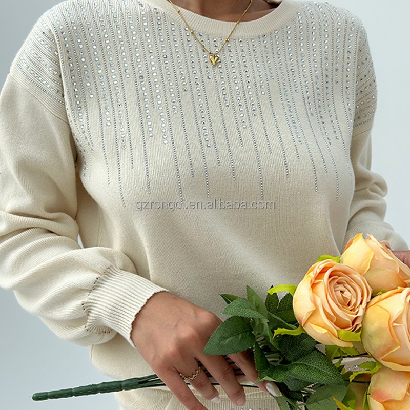 Wholesale European and American 2023 Autumn and Spring New Long Sleeved Sweater Round Neck Wild Fashion Women's Sets