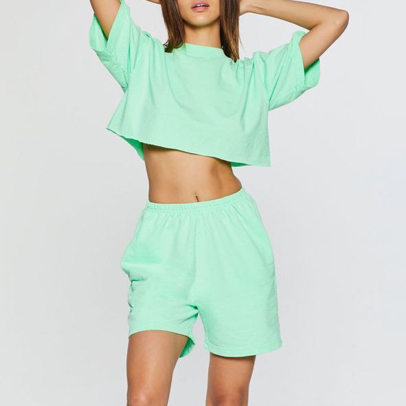 OEM custom women's set summer cotton cut T-shirt and shorts casual wear two-piece sportswear set women's shorts set