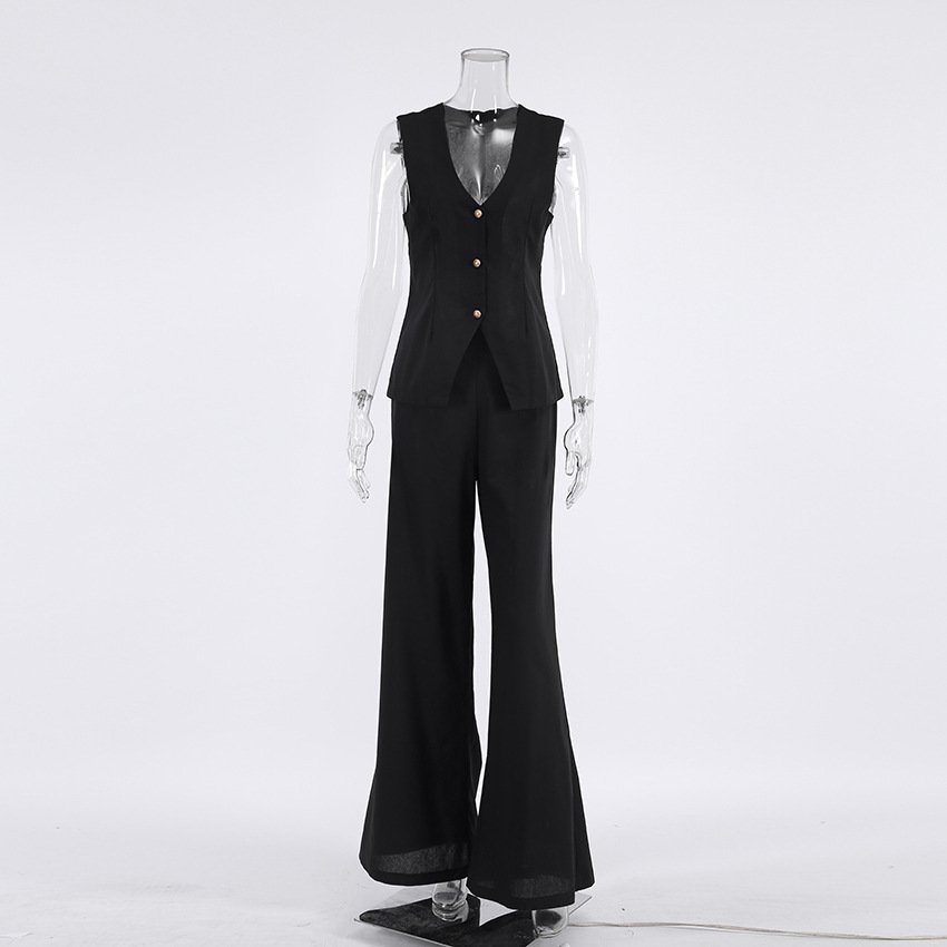 New Arrivals 2024 Two Pieces High Fashion V Neck Tank Top Vest Long Pants Women's Sets