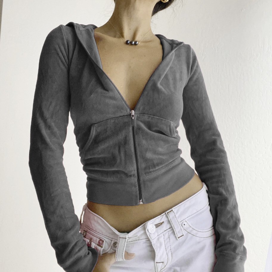 Velvet Velour Slim Fitted Full Zipper UP Customized Hoodies Joggers Luxury Sporty Sets Skinny Women Blank Tracksuit for Women