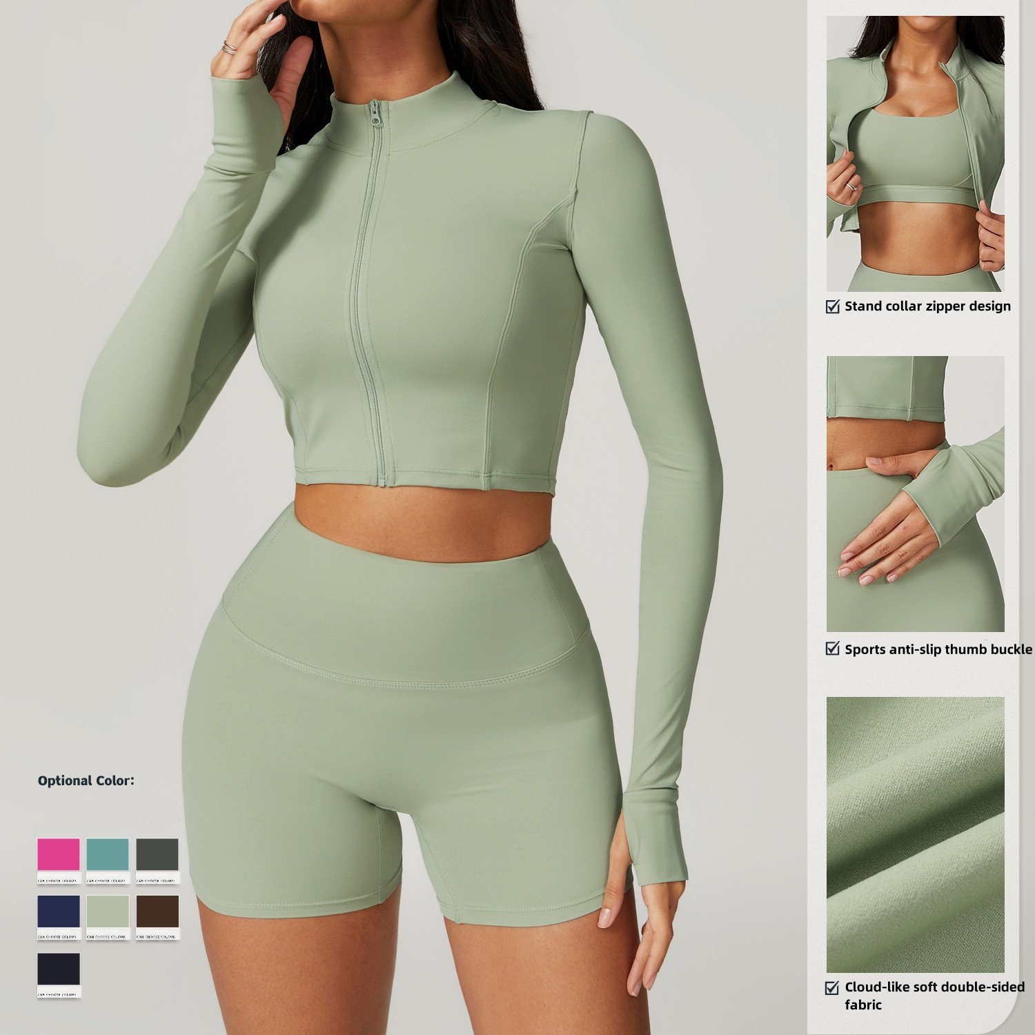 Active Long Sleeve Yoga sets Wear Sports Bra Top Four-way Stretch Yoga Jacket Running For women Sports Wear Gym Fitness set