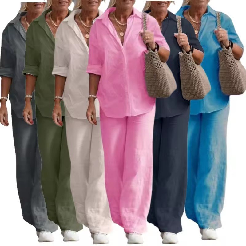 Dropshipping spring fall Fashion Women Clothes Vendor Ladies Street Wear Long Sleeve Shirt and Pant Matching Suits 2 Piece Set