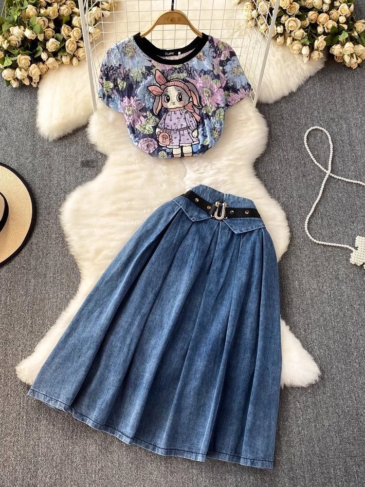 Classic Women's Set Short Sleeve Sweaters+ Hip Skirts Female Daily Suits Solid Knitted 2 Piece Set Women