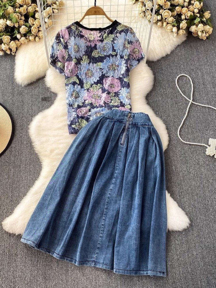 Classic Women's Set Short Sleeve Sweaters+ Hip Skirts Female Daily Suits Solid Knitted 2 Piece Set Women