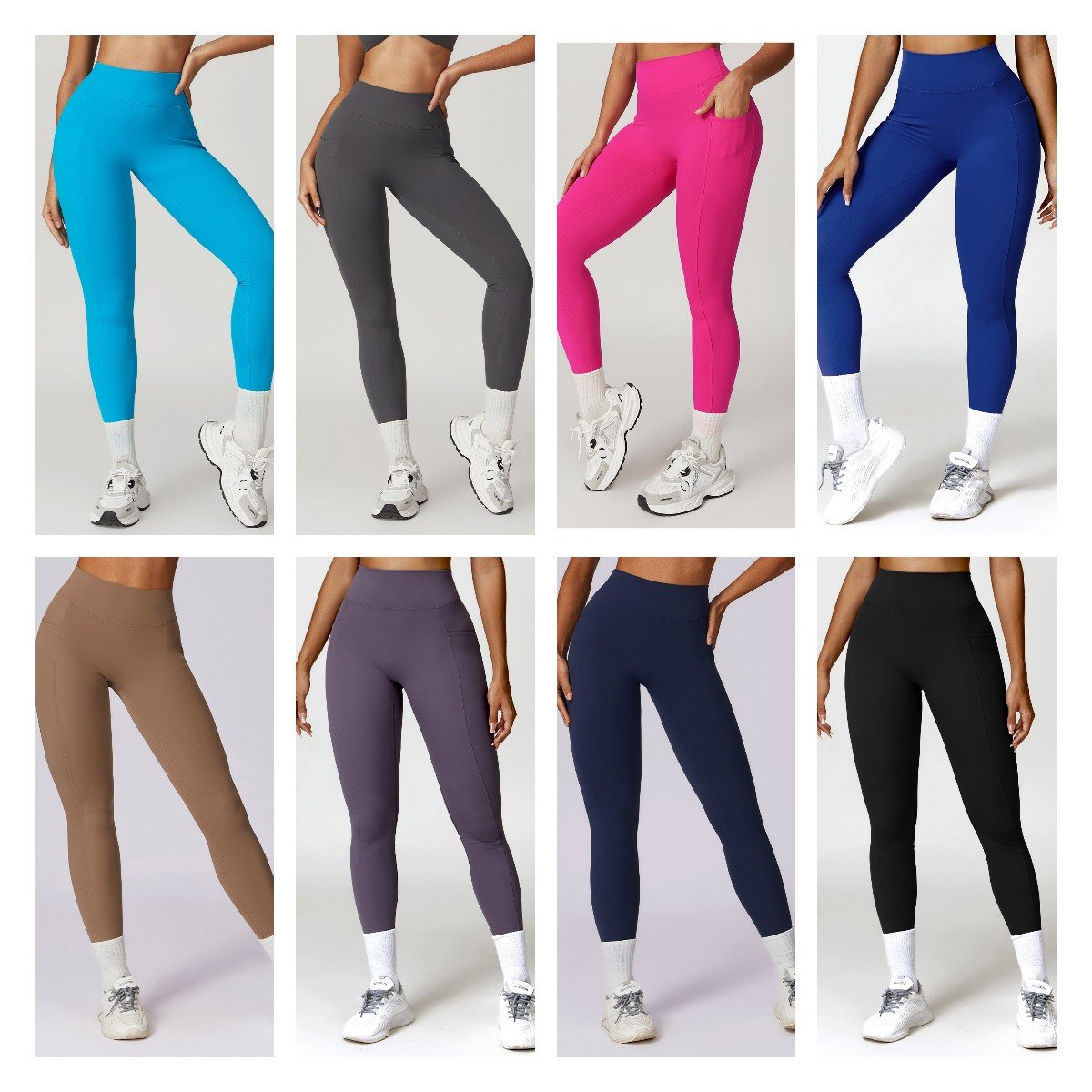 High Elastic Workout Women Fitness Clothing Sports Wear Double Straps Scrunch Bra Pocket Leggings Yoga Sets 3 Pcs Set