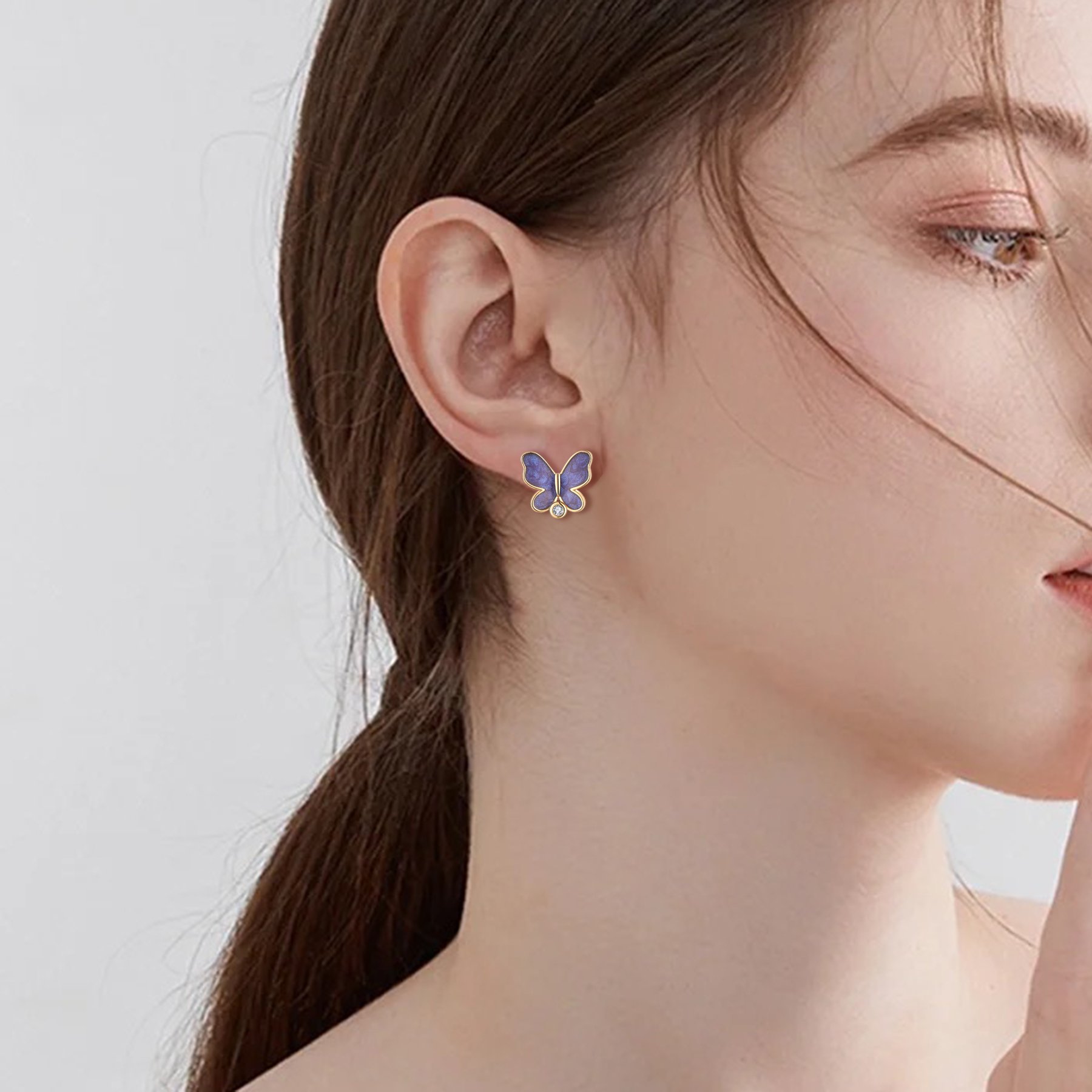Spot Goods Butterfly Stud Earrings Pendants women Silver 925 Charms Vintage Earrings Necklace Jewelry Jewelry sets
