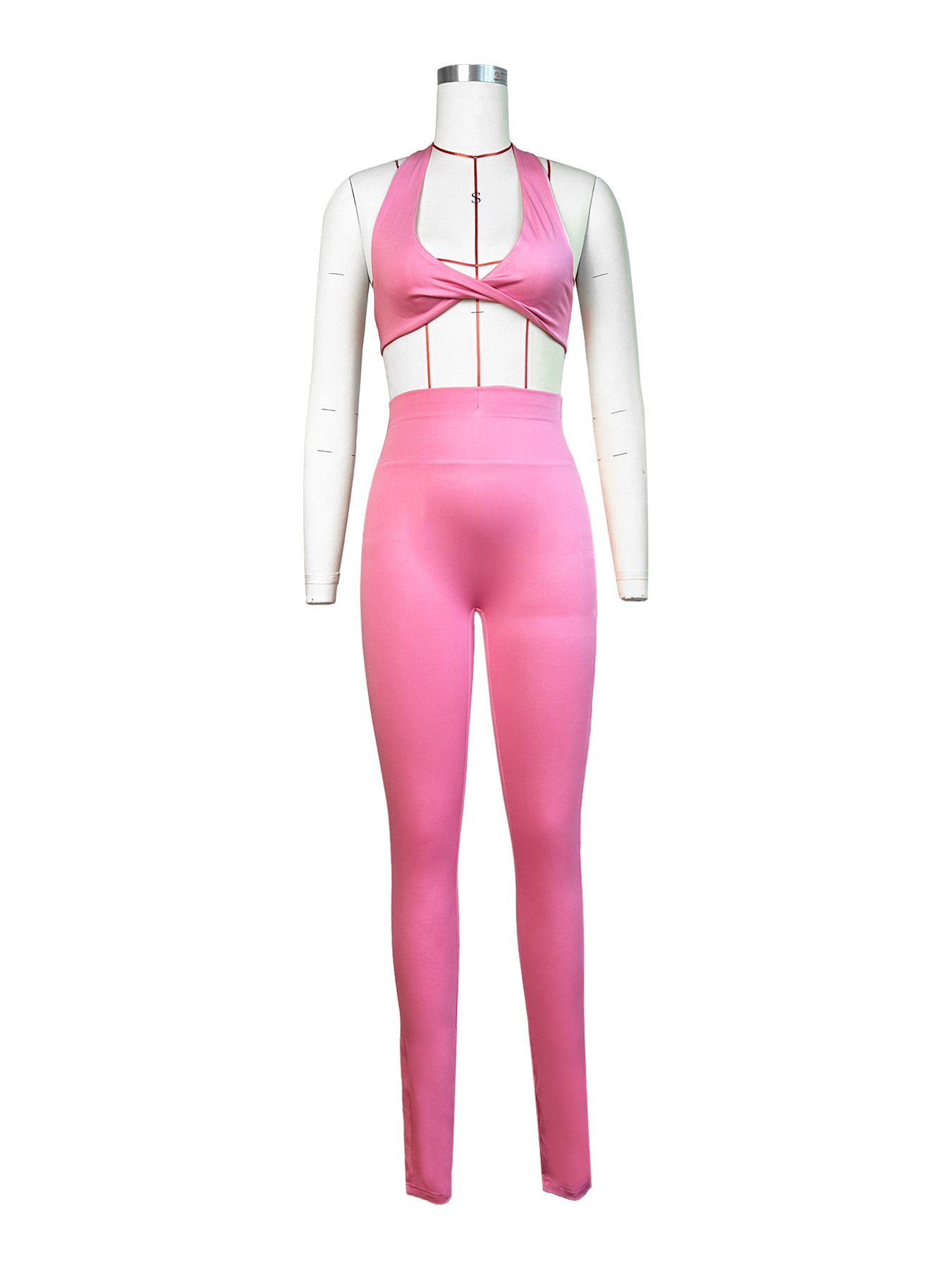 Casual Sport Stretch Three Pieces Legging Set With Long Sleeve Cardigan Crop Top And Halter Top And High Waist Tight Legging