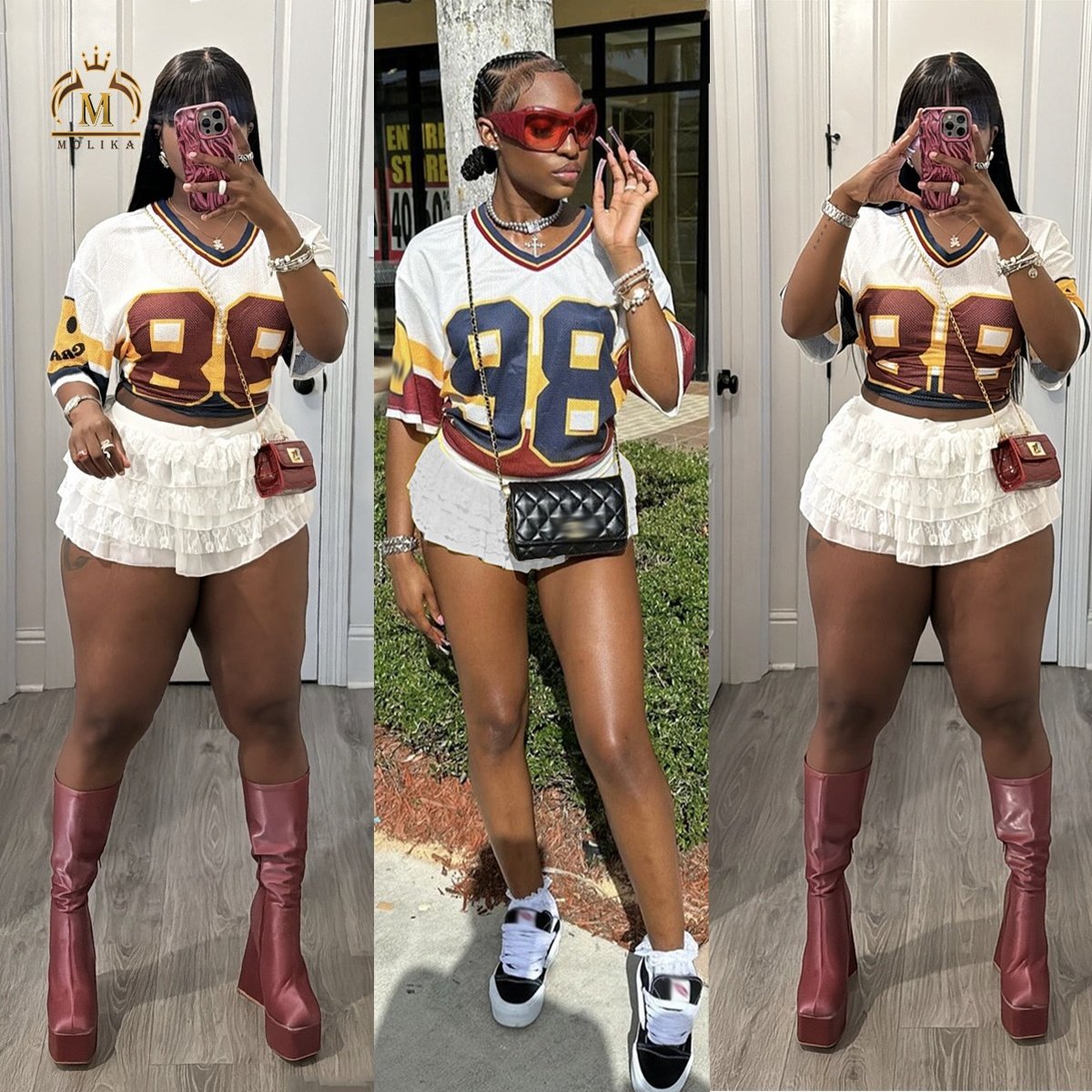Trendy Summer Women Shorts Sets Print Mesh Shirt Top And Lace Shorts Skirt 2 Piece Sets Girls Y2K Two Piece Shorts Sets Women