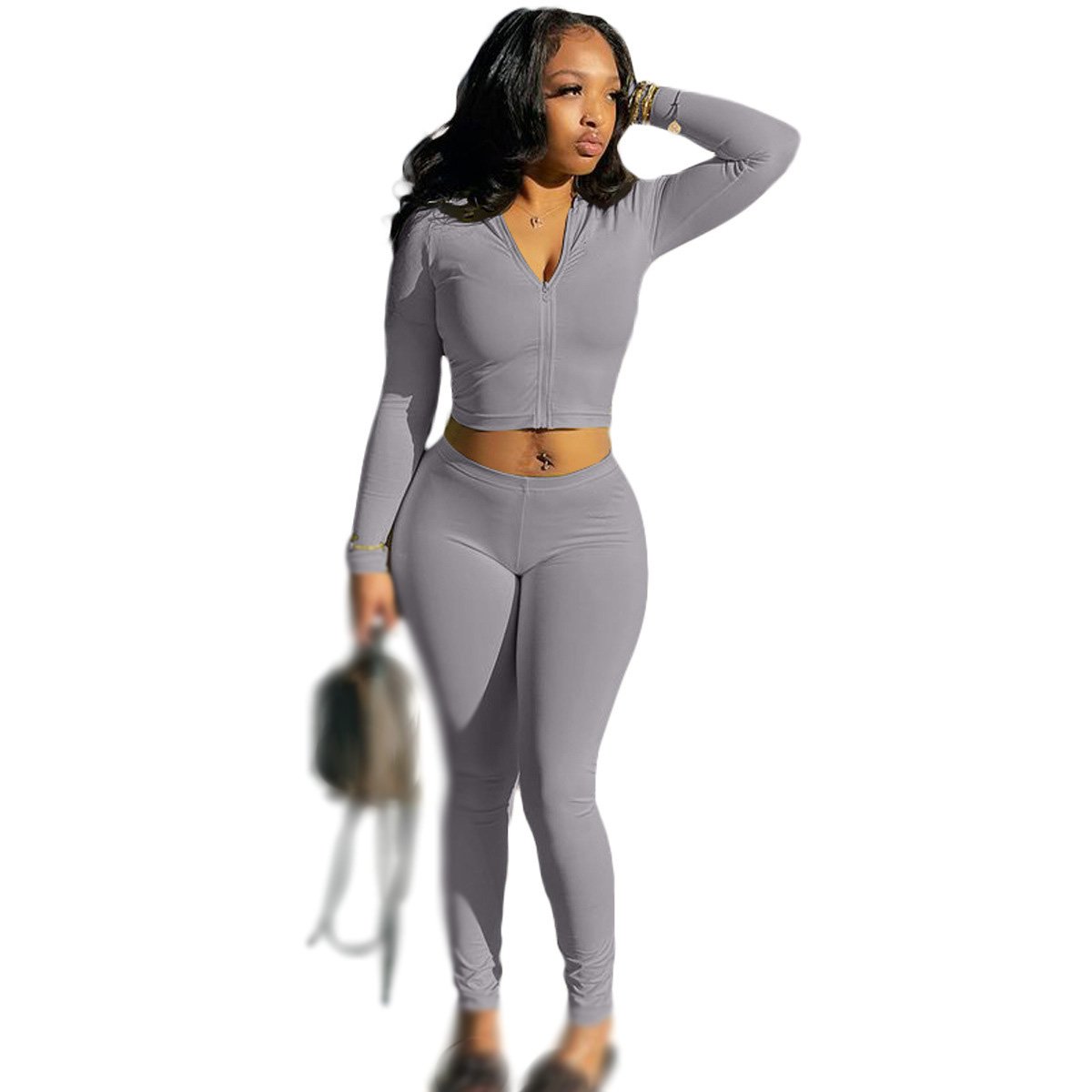 Conyson Latest Fashion Custom Printing Sport OEM Clothes 2 Piece Jogger Athletic Woman Fashion Fitness Hoodie Tracksuit Set
