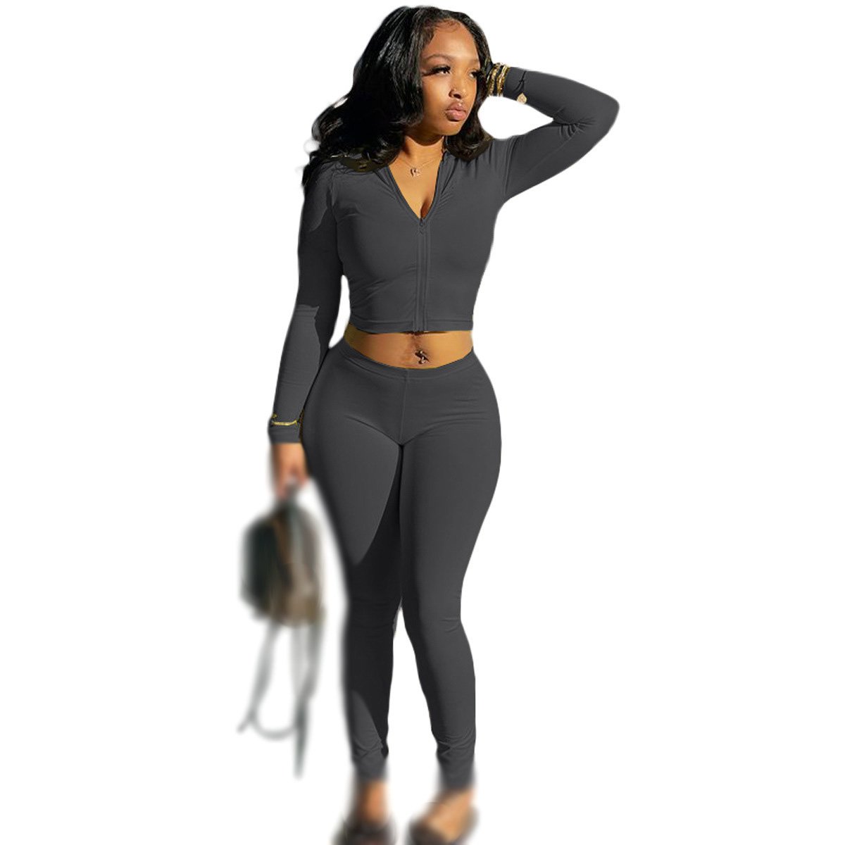 Conyson Latest Fashion Custom Printing Sport OEM Clothes 2 Piece Jogger Athletic Woman Fashion Fitness Hoodie Tracksuit Set