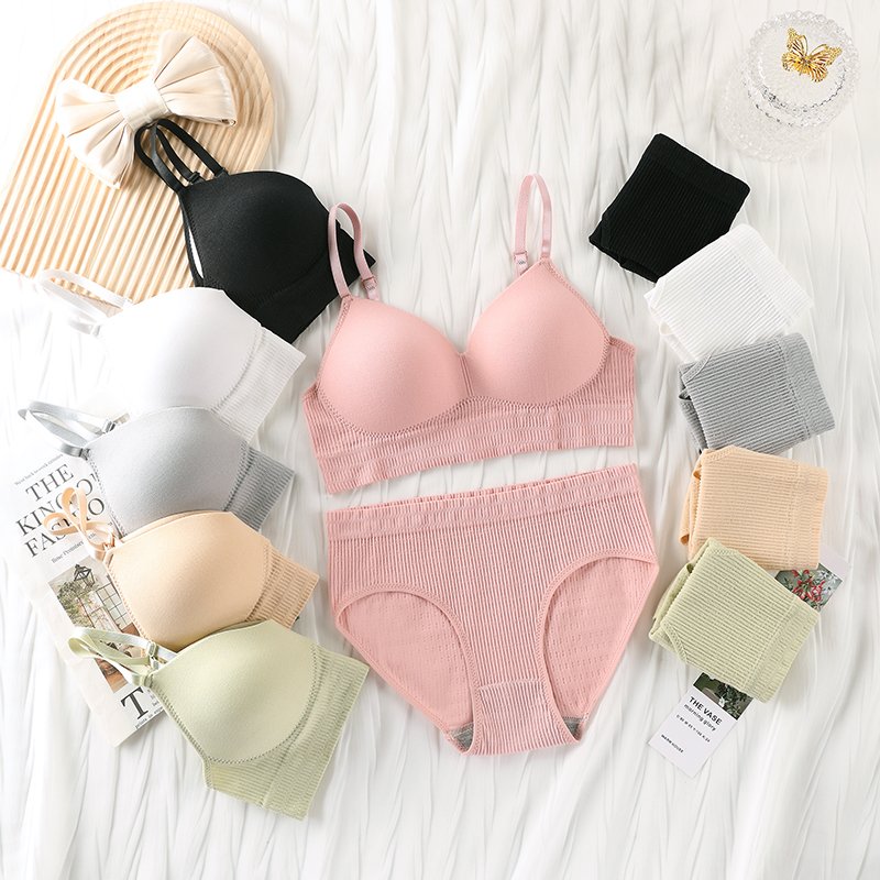 Hot selling cotton seamless bra set Breathable comfortable seamless triangle bra set