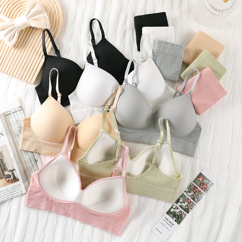 Hot selling cotton seamless bra set Breathable comfortable seamless triangle bra set
