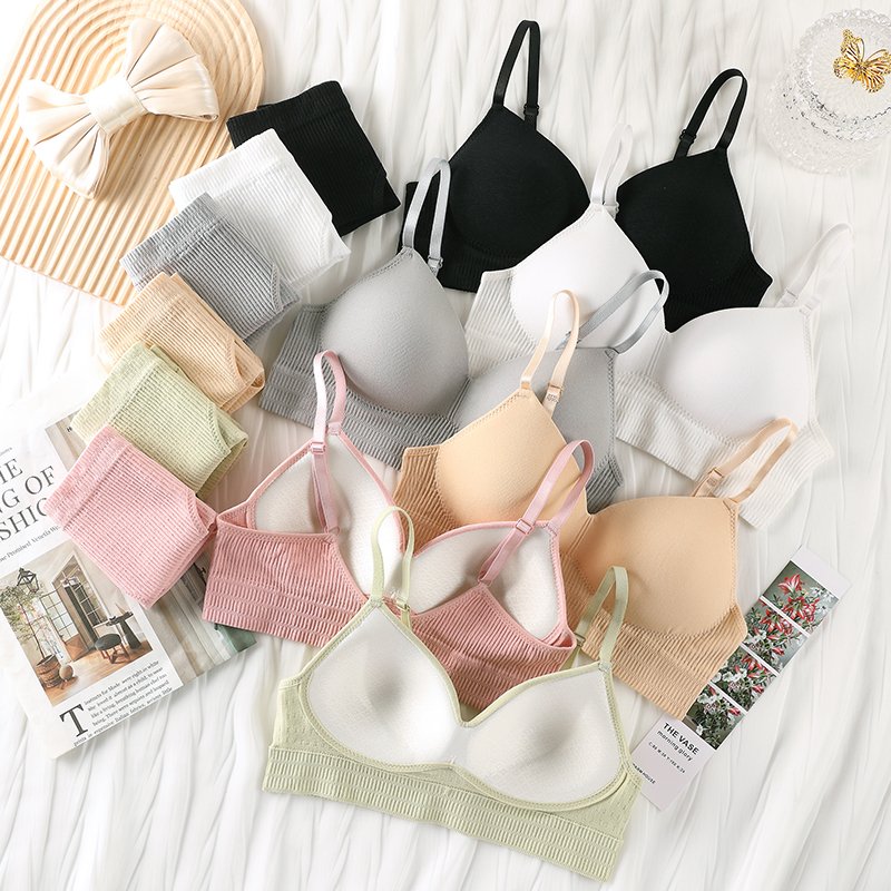 Hot selling cotton seamless bra set Breathable comfortable seamless triangle bra set