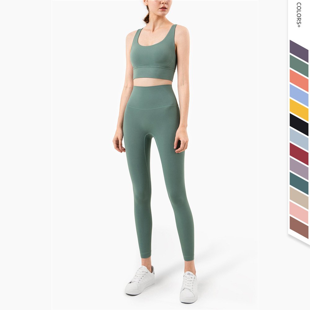 Factory Women's Workout Sets 2 Pieces Suits High Waisted Yoga Pants with High Impact Bra Gym Fitness Clothes Bra Leggings Set