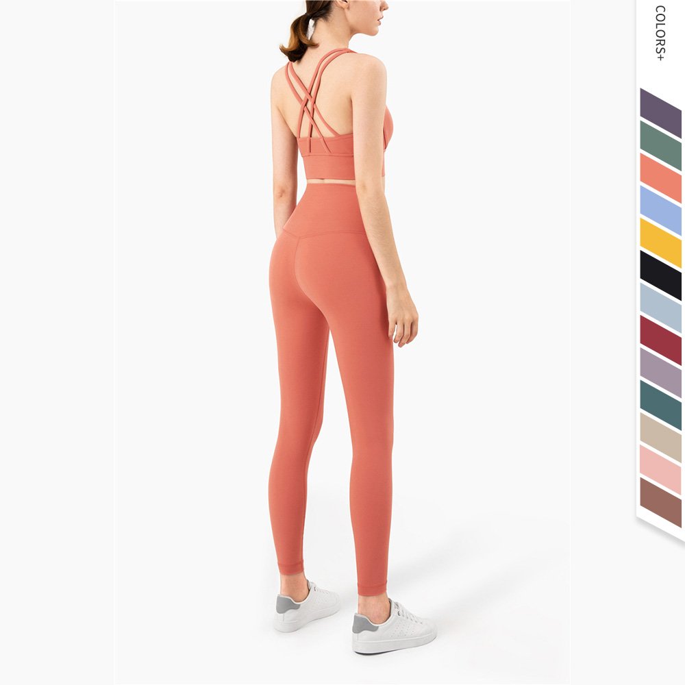 Factory Women's Workout Sets 2 Pieces Suits High Waisted Yoga Pants with High Impact Bra Gym Fitness Clothes Bra Leggings Set