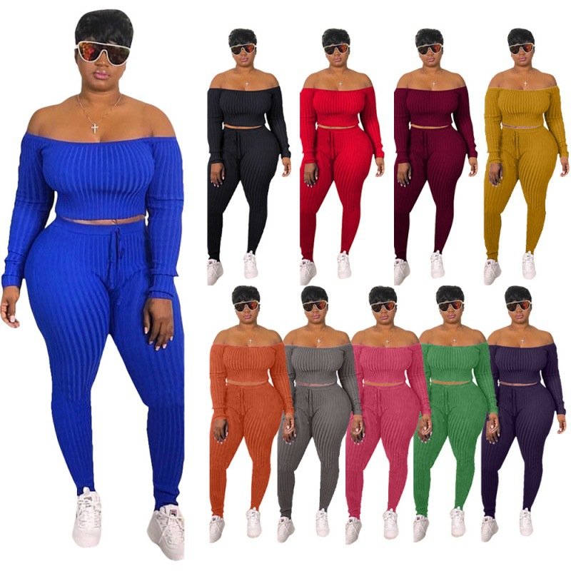 2022 New Ropa De Mujeres Womens Clothing Fashion Women Fall Clothes off shoulder Outfits Women's Sets winter Two Piece Set