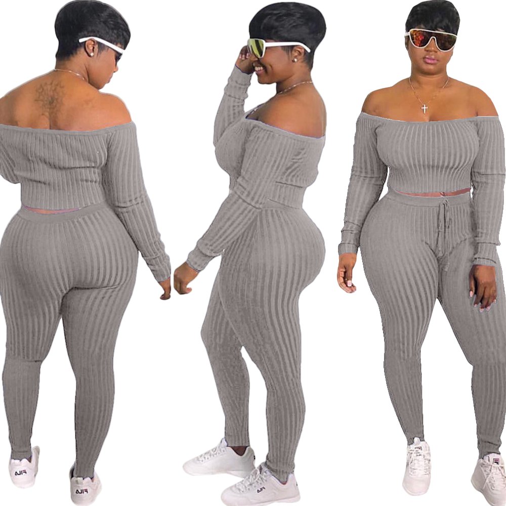2022 New Ropa De Mujeres Womens Clothing Fashion Women Fall Clothes off shoulder Outfits Women's Sets winter Two Piece Set