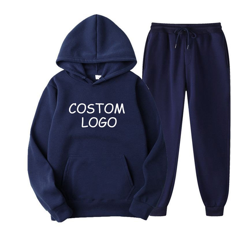 Custom Logo Jogger Gym Crop Top Oversize Hoodie Sweatshirt Two Piece Winter Sets Womens Clothing Women's Trousers & Pants Set