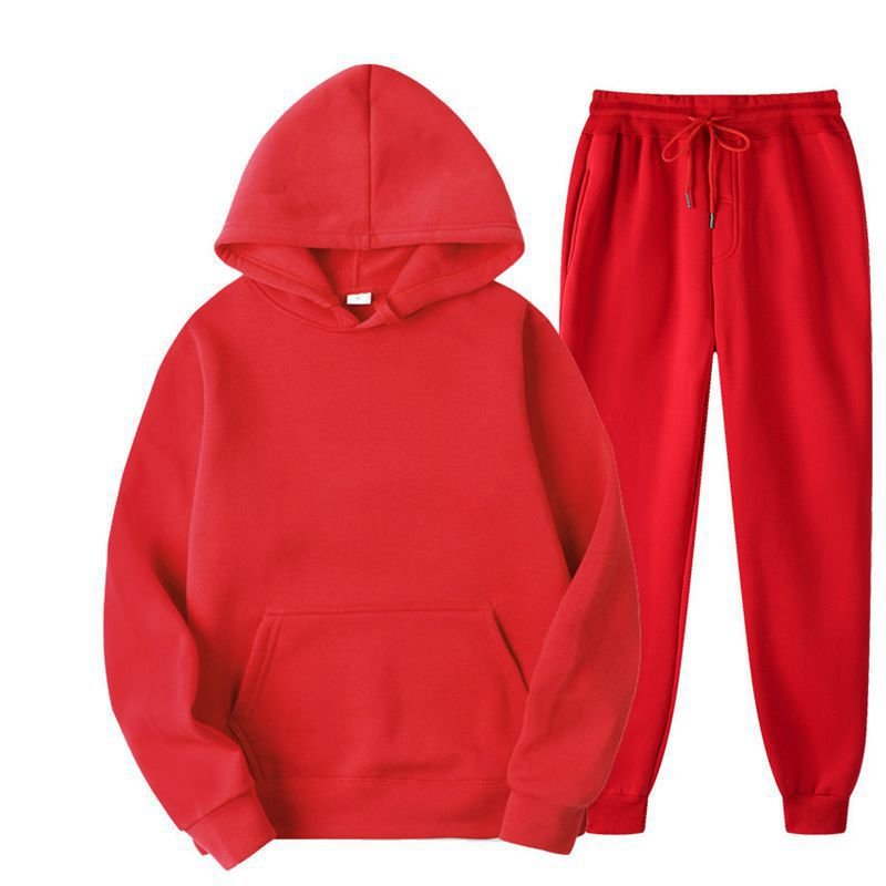 Custom Logo Jogger Gym Crop Top Oversize Hoodie Sweatshirt Two Piece Winter Sets Womens Clothing Women's Trousers & Pants Set