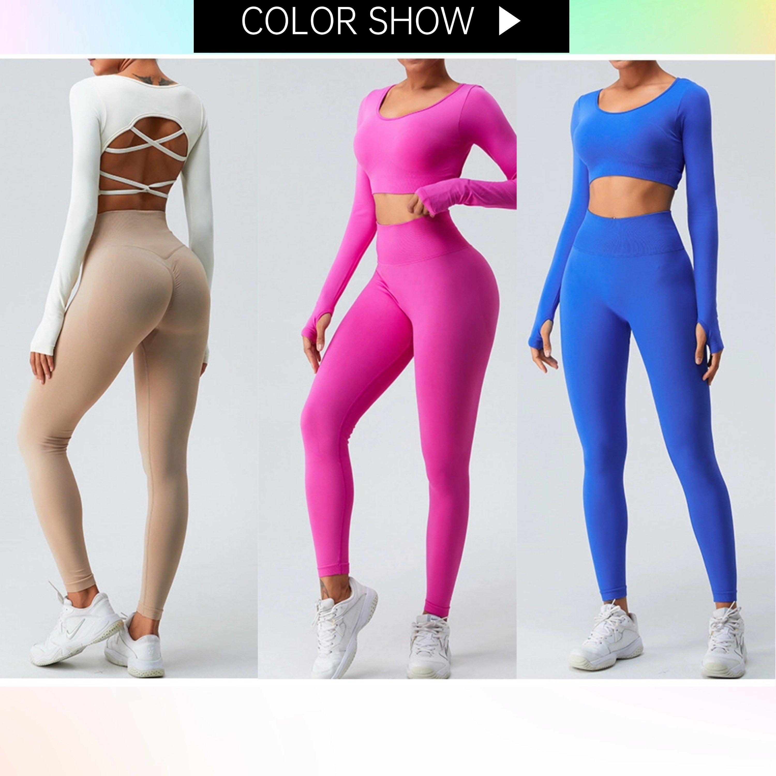 Full Length 2 PCS Women's Sports Set Elastic Quick Drying Fashion Yoga Wear Tracksuit Set for Ladies