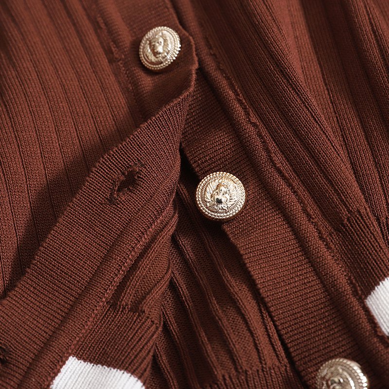 Boutique Wholesale 2024 Autumn Casual Vacation Two-piece Breasted Knitted Sweater Striped High Waisted Pants Women's Set