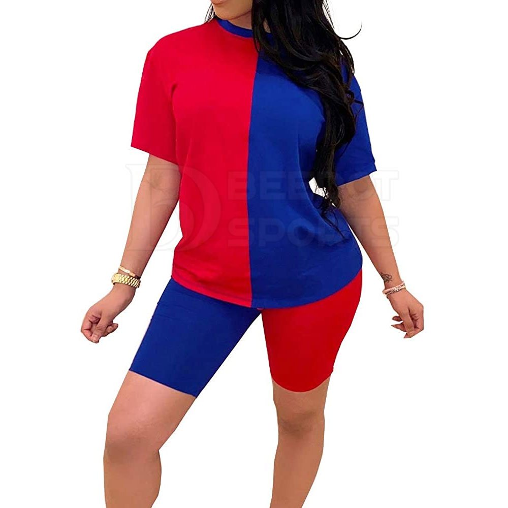 Women's High Quality Canvas Sports Suit New Summer Short Sleeve T-shirt Shorts Solid Pattern Twin Set for Running Size 6XL