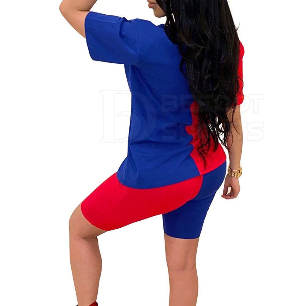 Women's High Quality Canvas Sports Suit New Summer Short Sleeve T-shirt Shorts Solid Pattern Twin Set for Running Size 6XL