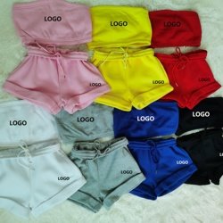 2021 New Arrivals Embroidery Logo Women Two Pieces Short Set Crop Top Shorts Casual Sports Set Short Sleeve Clothing Set Opp Bag