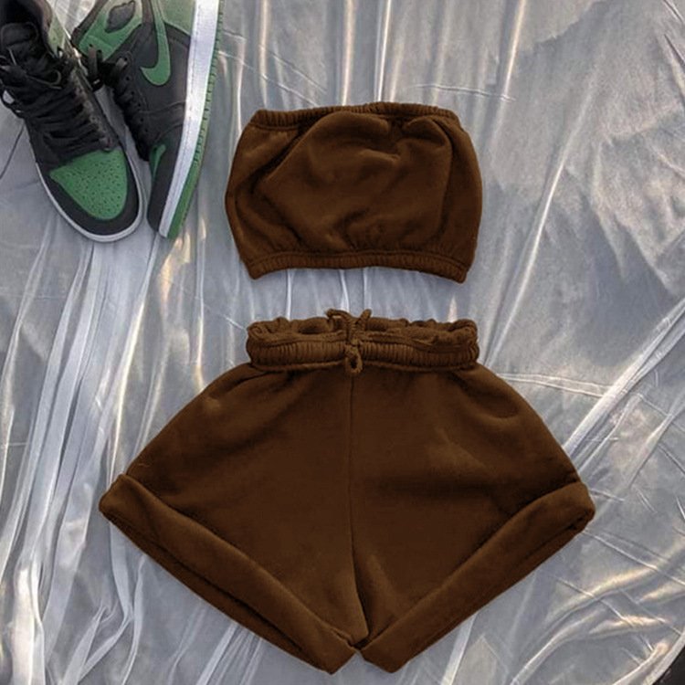 2021 New Arrivals Embroidery Logo Women Two Pieces Short Set Crop Top Shorts Casual Sports Set Short Sleeve Clothing Set Opp Bag