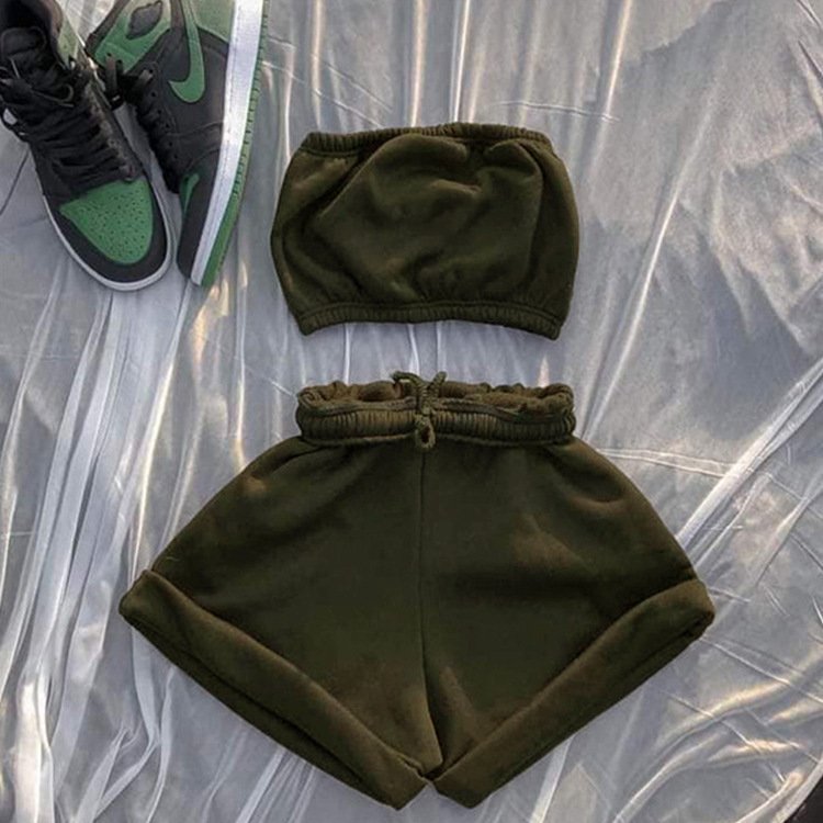 2021 New Arrivals Embroidery Logo Women Two Pieces Short Set Crop Top Shorts Casual Sports Set Short Sleeve Clothing Set Opp Bag