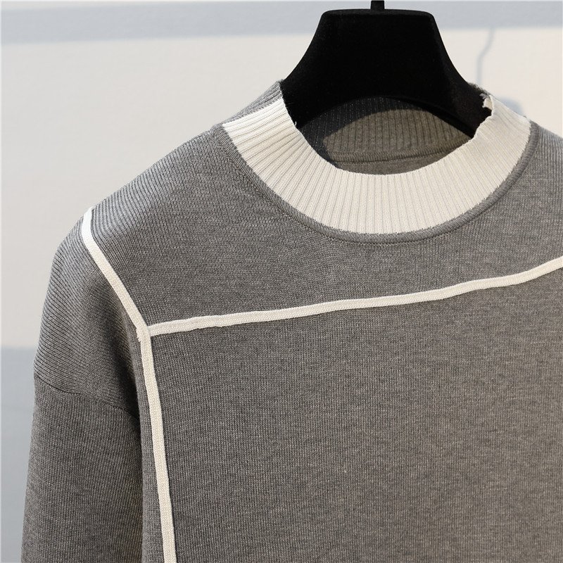 Fall Winter Fashion Casual Long Sleeve Patchwork Color Blocking Knit Sweater Outfits Women Loungewear Two Pieces Sweater Sets