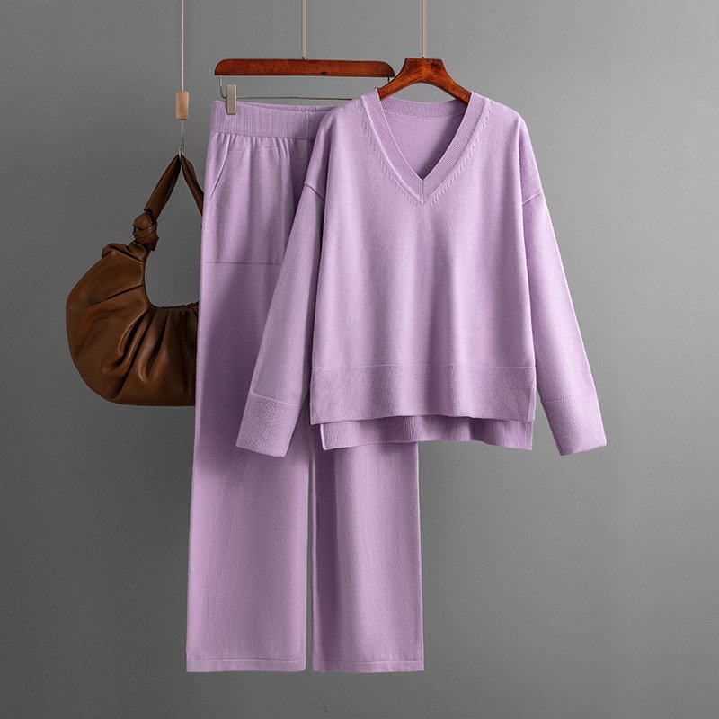 LE4627 Fashion Two-Piece Women'S Set Autumn And Winter New Loose Casual Sweater Pullover Two-Piece Set