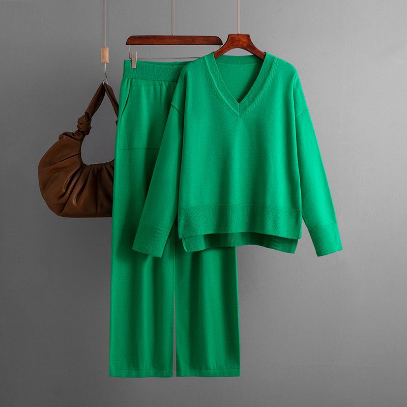 LE4627 Fashion Two-Piece Women'S Set Autumn And Winter New Loose Casual Sweater Pullover Two-Piece Set