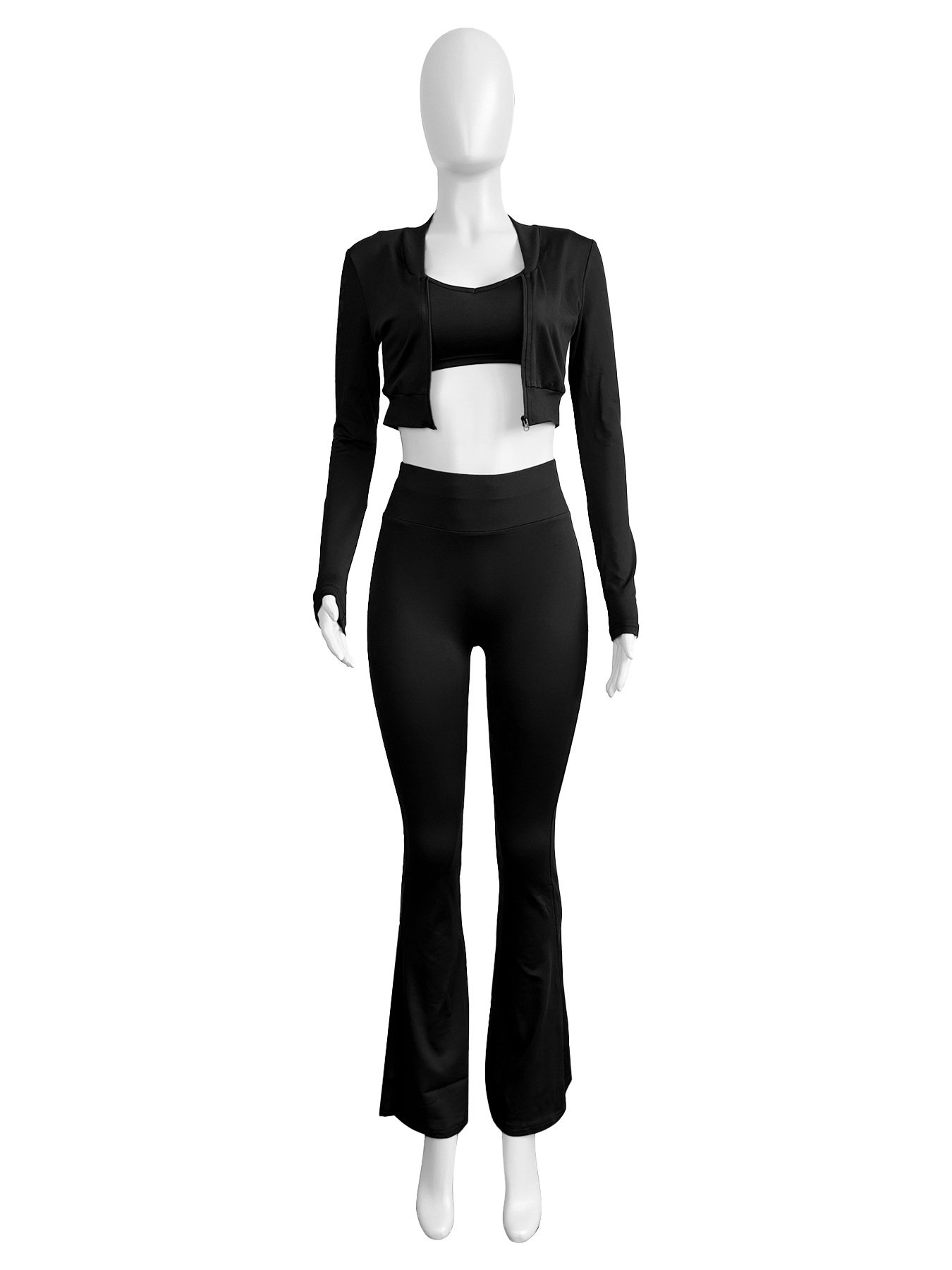 HR24046 Women Sets Clothing 3 Pieces Set Sports Bra Training Suit Running Gym Fitness Sets For Female