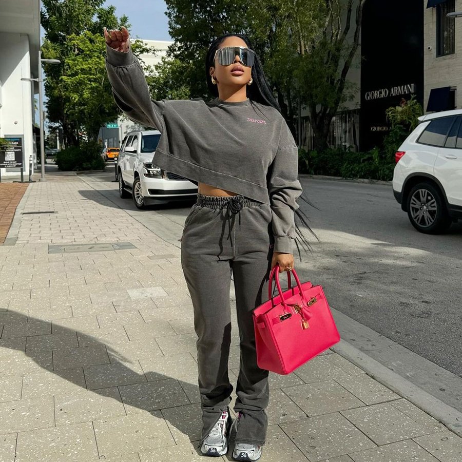 Kliou K24S52015 Autumn Loose Hoodie 2 Piece Set Women Embroidered letter Casual Sweatsuit Jogging Sets Pants Women's Set
