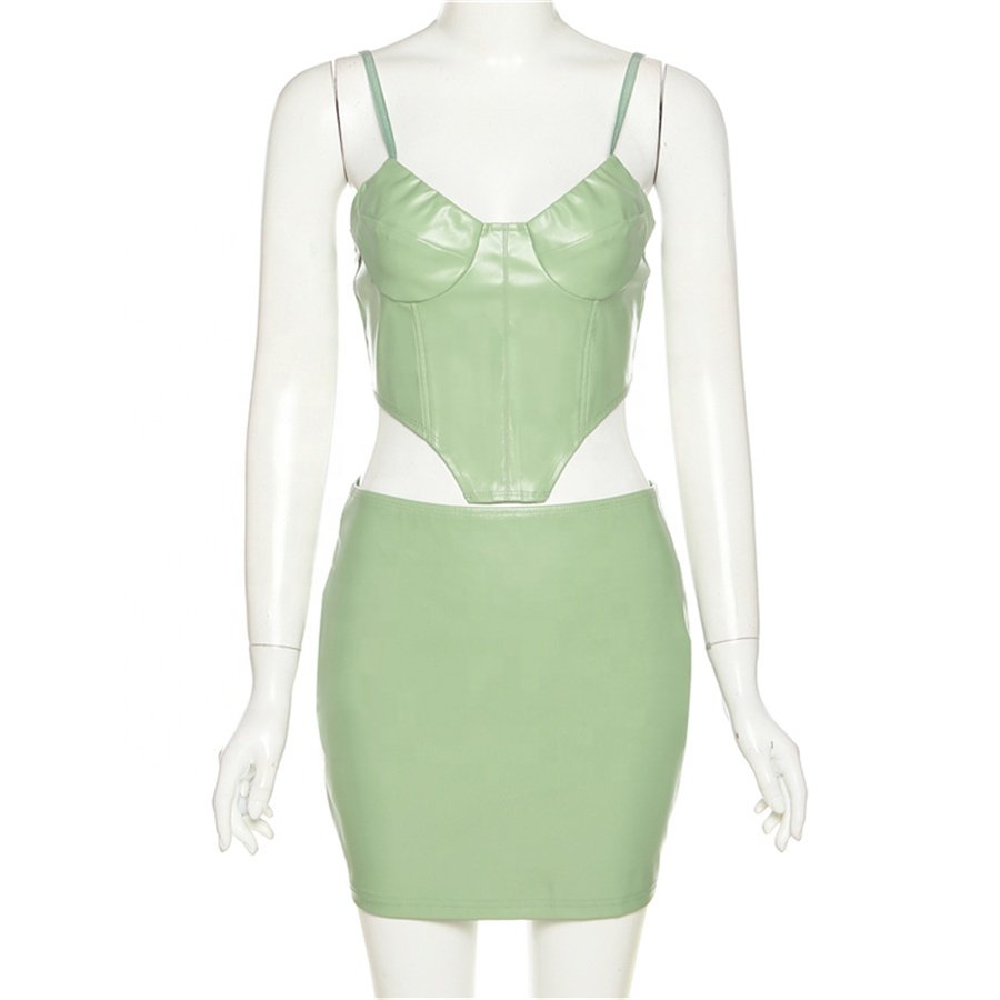Women's set sexy party short skirt suit Strap Cleavage Skinny Tops Sheath Skirt 2 Piece set women