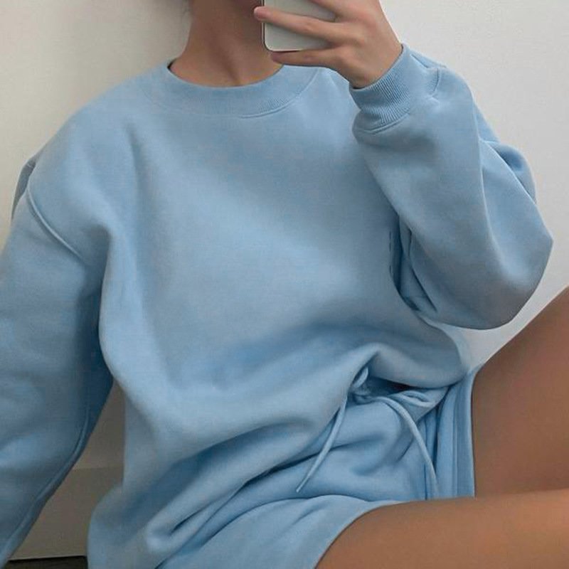 Custom Casual 2 Piece Set Women Hoodies High Quality Cotton Short Two Piece Set Women Hoodies