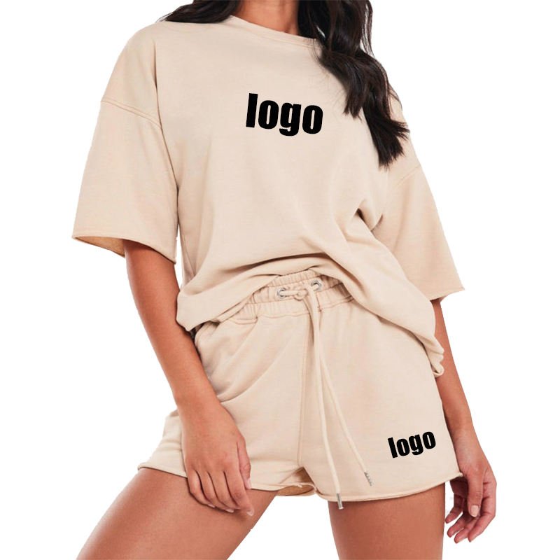 Custom girls clothing sets summer yoga plus size t shirt Joggger shorts 2 piece set women's sets