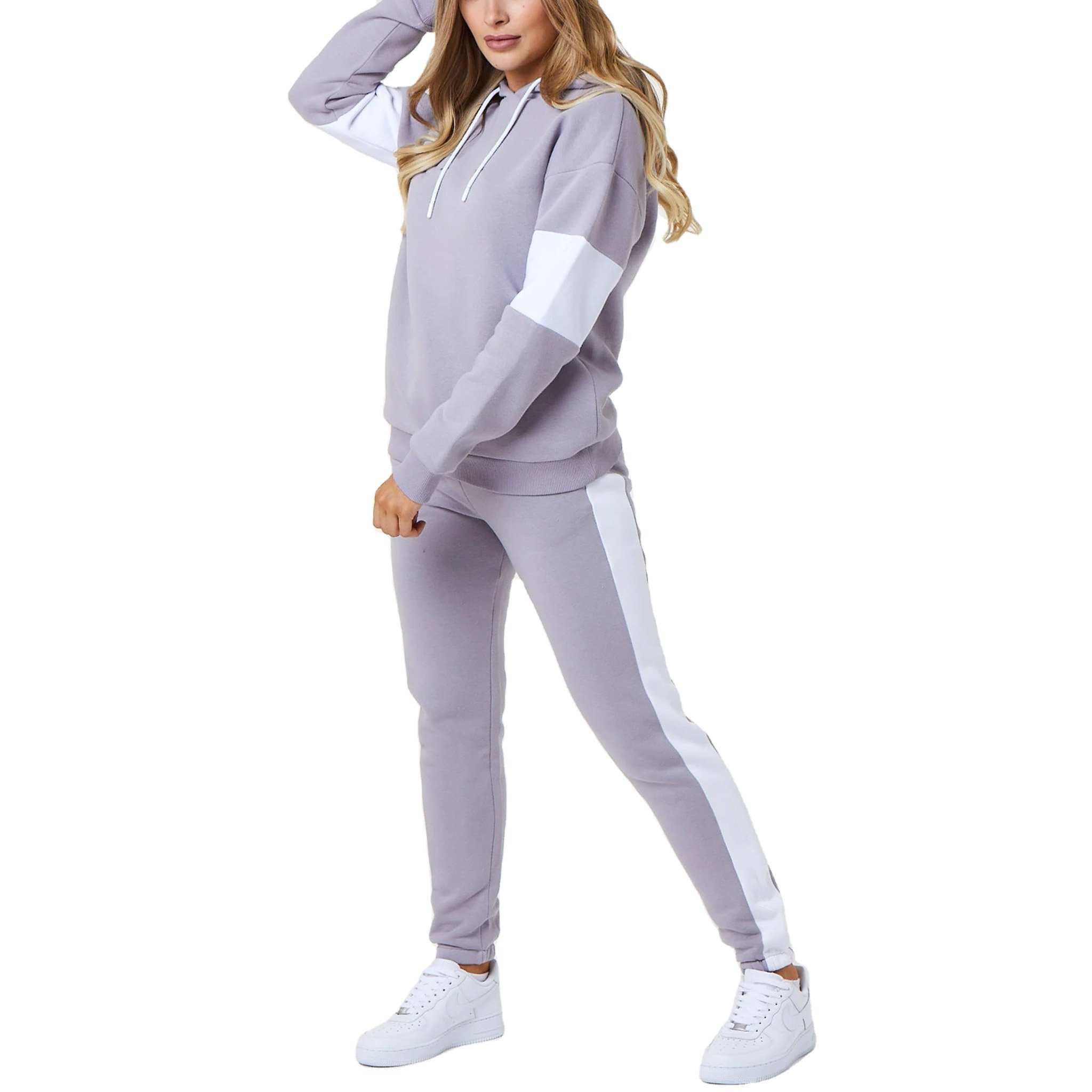 Custom Sport Wear Mention Mid Spliced O Neck Jogging Printing Casual women Track Suits Tracksuits Pink Black Quantity White