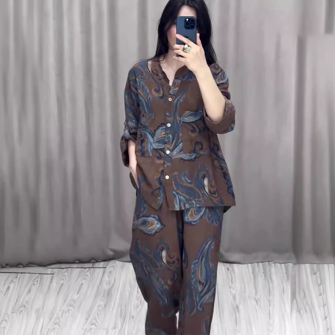 Boutique Wholesale 2024 Autumn New Fashionable Casual Shirt Lazy Comfortable Pants Women's Set