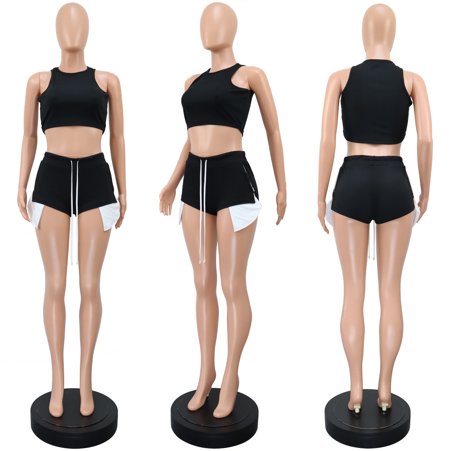 Custom Logo Comfy 2023 Summer Women'S Vest Tracksuit Biker Shorts Sets Women Two Piece Short Set