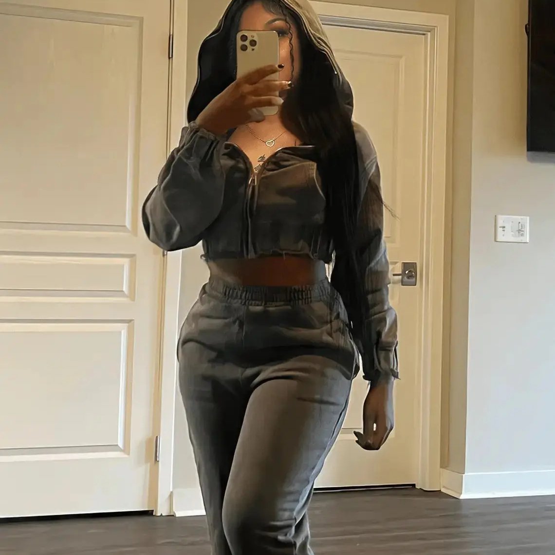 Europe and the United States fashion casual women's hoodie set zipper hoodie set for dropshipping