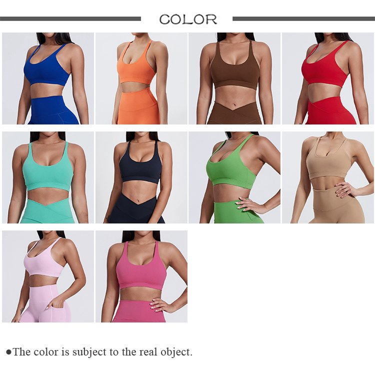 High Quality Gym Active Wear Women's High Impact Sports Top Cross Front Backless Beautiful Back Crop Top Nylon Workout Yoga Bra