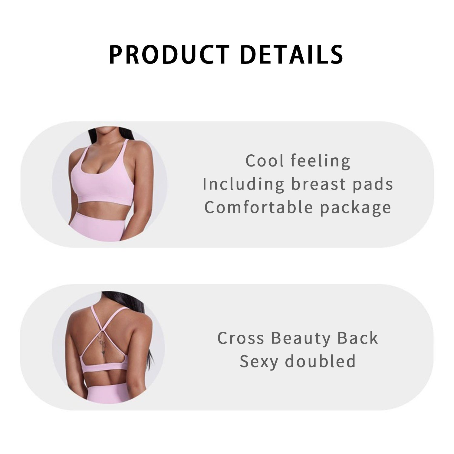 High Quality Gym Active Wear Women's High Impact Sports Top Cross Front Backless Beautiful Back Crop Top Nylon Workout Yoga Bra