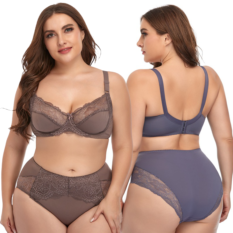 38 40 42 44 46 48 Lingerie D Cup Women Underwire Sexy Ladies Lace Bra Suit Big Breast Large Size Bra and Panties Women Set