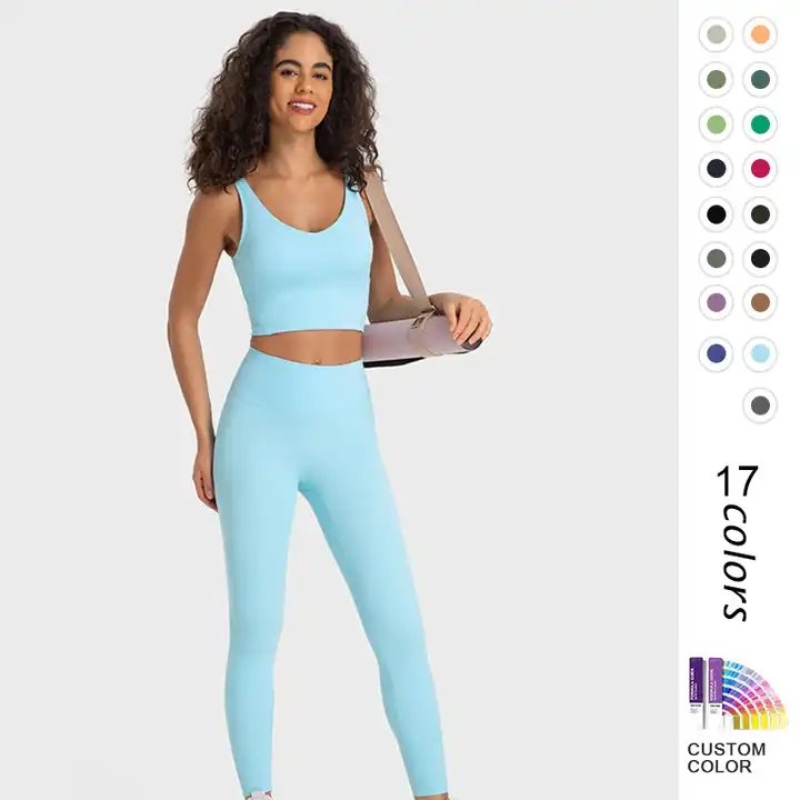 Plus Size Fitness Crop Top High Waist Yoga Pants Set No Front Line Fitness Sports Workout Active Wear Set Stretchy Gym Clothing