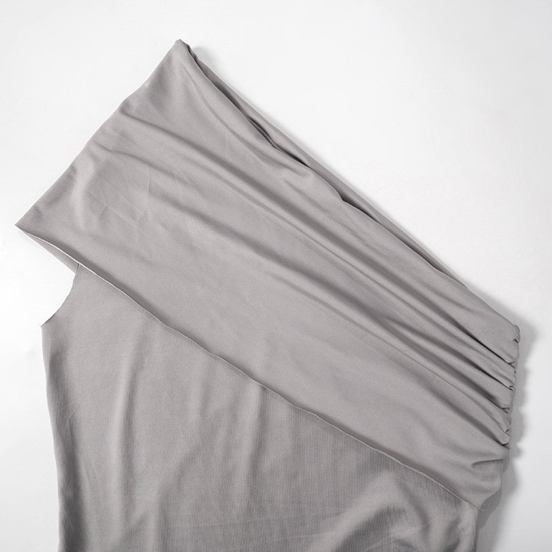 Fashion Sleeveless Asymmetrical Shirt Tops Midi Pleated Short Solid Plain Bodycon Two Piece Short Set Casual 2 Piece Set Women
