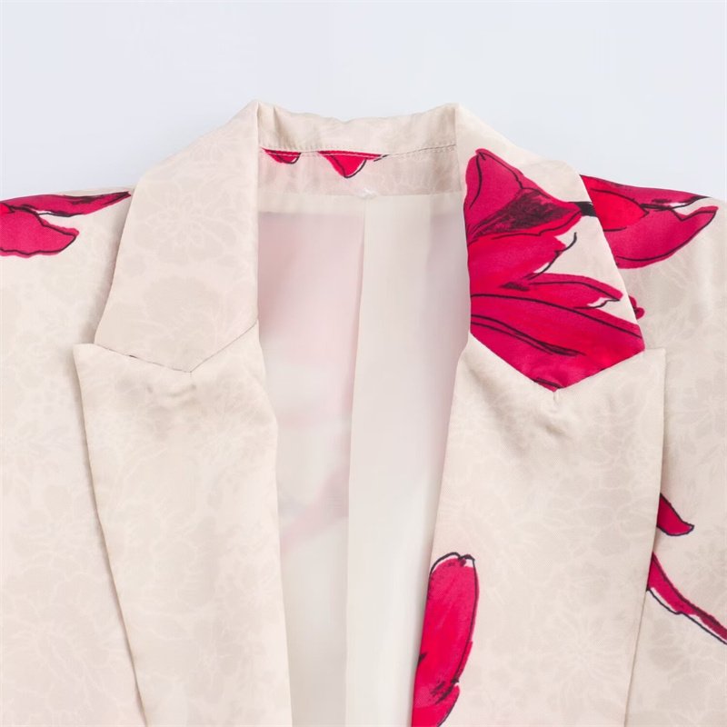 TAOP&ZA women's clothing 2024 summer new European and American style satin versatile printed suit jacket 8092155 8538154