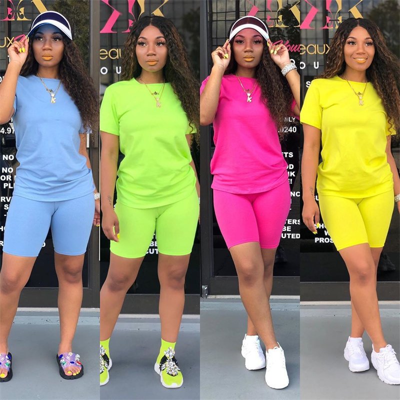 Custom Logo Embroidery Plus Size Women's Sets Workout Short Sets for Women Two Pieces Matching Custom 2 Piece Set Women Summer